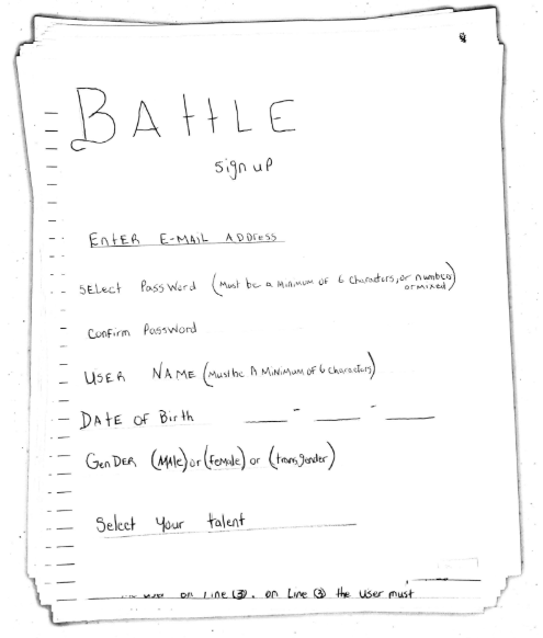 Gary's original wireframes and product specs for the app
